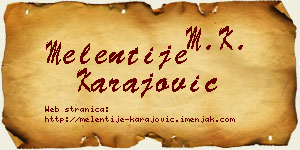 Melentije Karajović vizit kartica
